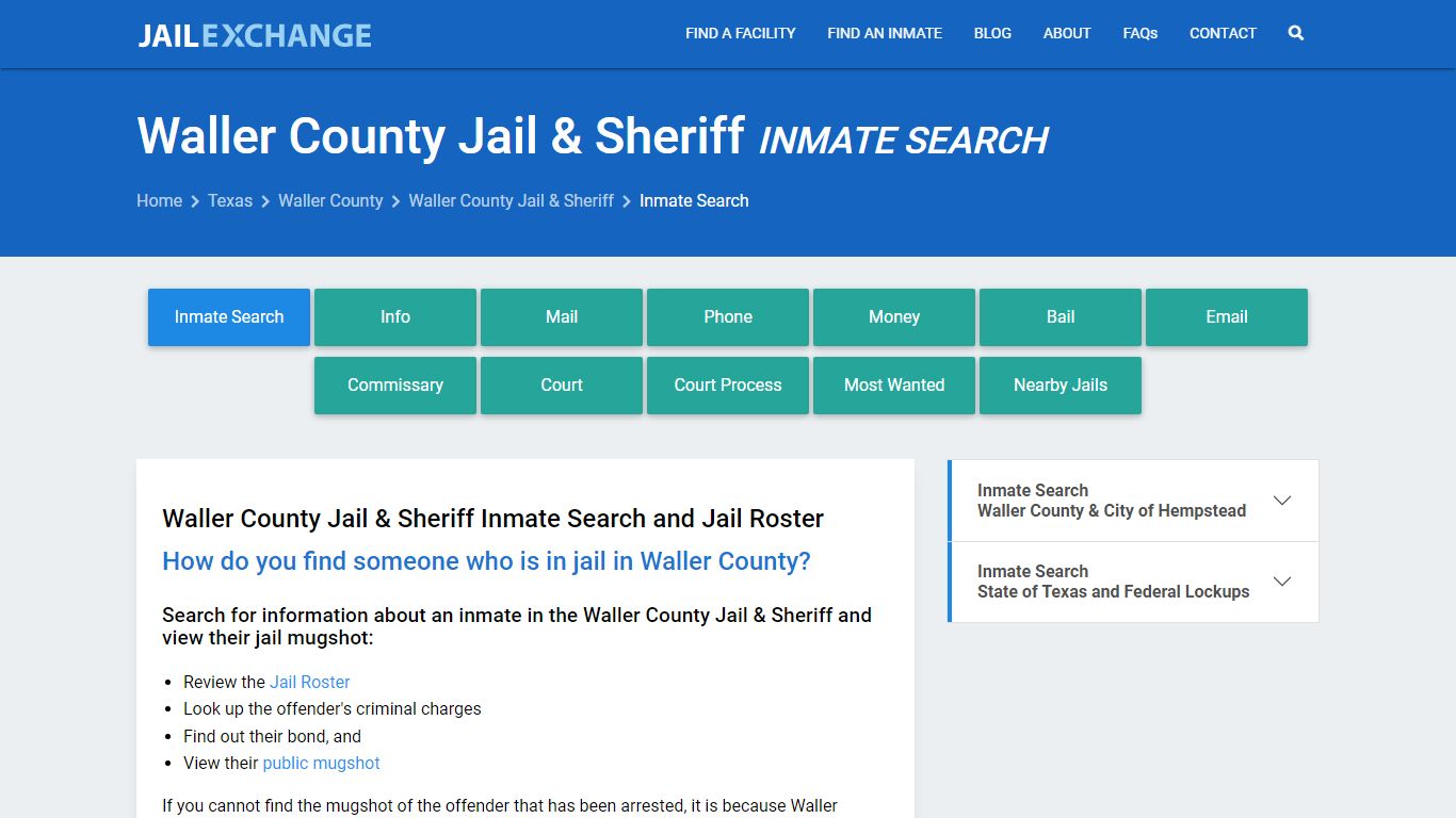 Waller County Jail & Sheriff Inmate Search - Jail Exchange